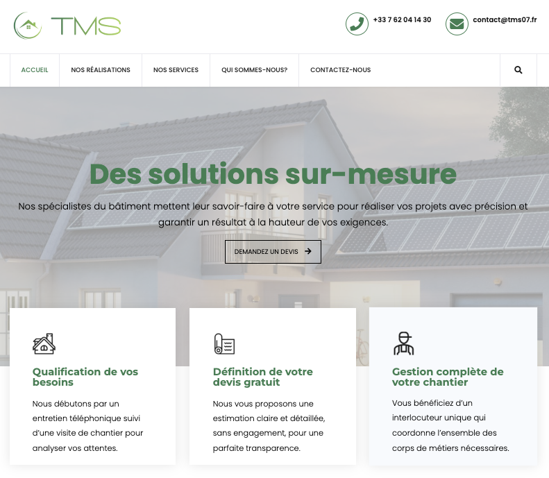 Projet de création site web pour l'entreprise TMS 07