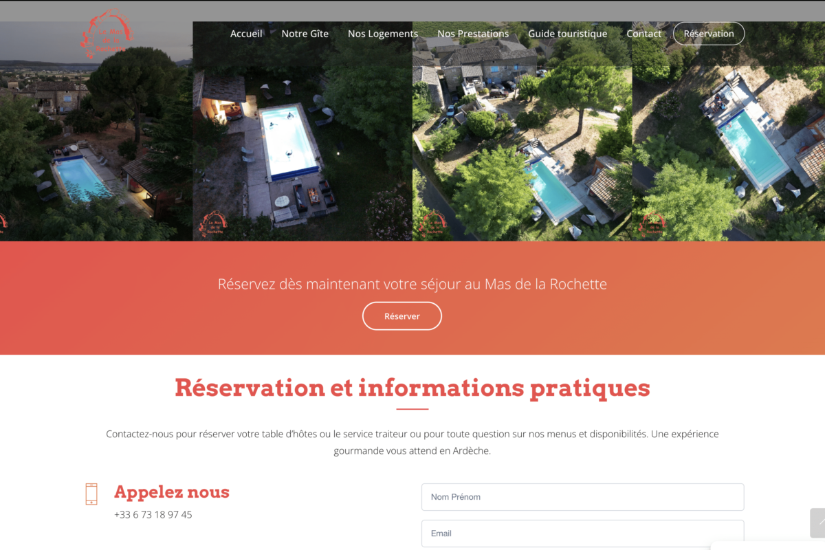 Le Mas de La Rochette, un site internet avec moteur de réservation pour la réservation de gîtes et appartements