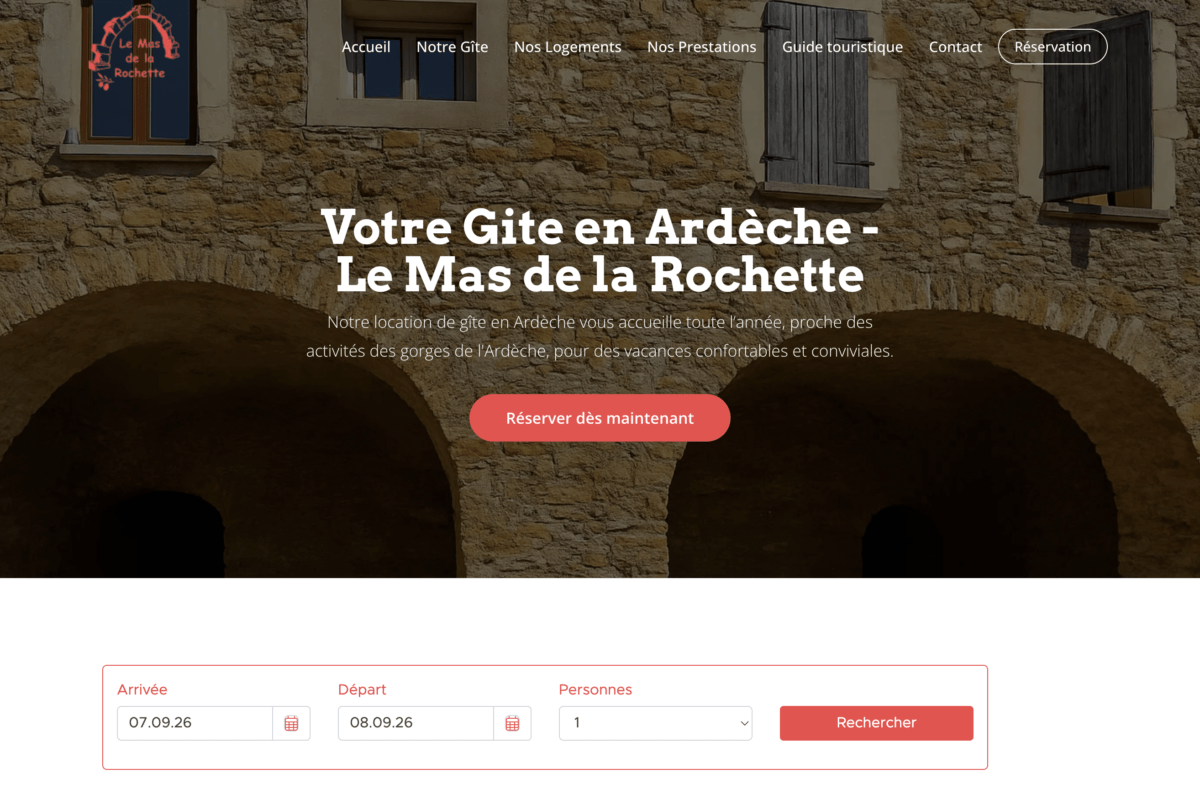 Le mas de la rochette - site internet avec moteur de réservation