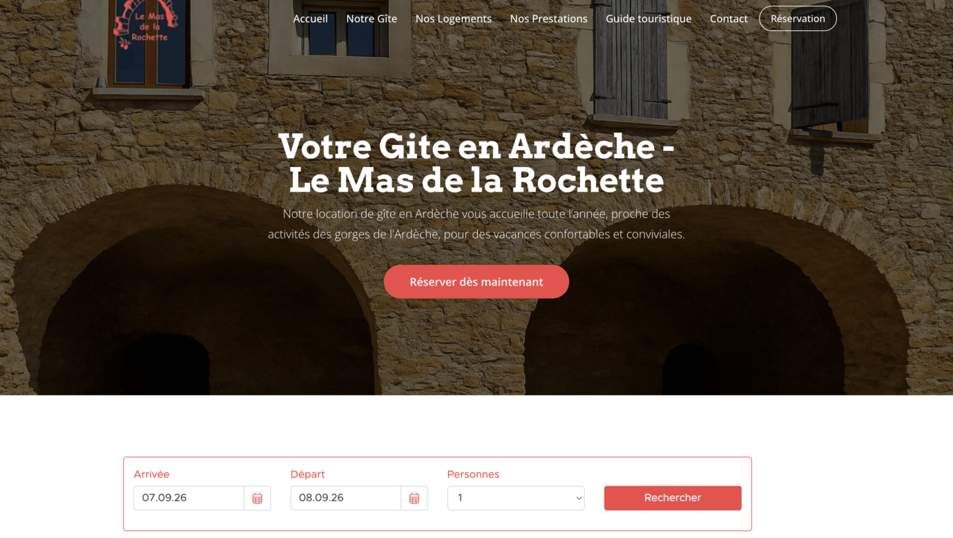Le mas de la rochette - site internet avec moteur de réservation